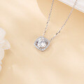 wholesale 925 Sterling Silver Elegant Solitaire Moissanite Necklace With Halo Setting-0-1