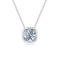 wholesale 925 Sterling Silver Elegant Solitaire Moissanite Necklace With Halo Setting-0-0