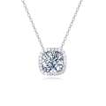 wholesale 925 Sterling Silver Elegant Solitaire Moissanite Necklace With Halo Setting-0-5