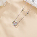 wholesale 925 Sterling Silver Elegant Moissanite Circle Pendant Necklace With Sparkling Accents-0-1