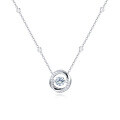 wholesale 925 Sterling Silver Elegant Moissanite Circle Pendant Necklace With Sparkling Accents-0-0