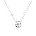 wholesale 925 Sterling Silver Elegant Moissanite Circle Pendant Necklace With Sparkling Accents-0-5