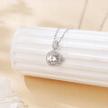 wholesale 925 Sterling Silver Elegant Solitaire Moissanite Pendant With Plated with White Gold Chain Necklace-0-4