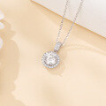 wholesale 925 Sterling Silver Elegant Solitaire Moissanite Pendant With Plated with White Gold Chain Necklace-0-1