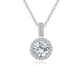 wholesale 925 Sterling Silver Elegant Solitaire Moissanite Pendant With Plated with White Gold Chain Necklace-0-0