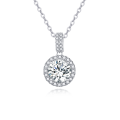 wholesale 925 Sterling Silver Elegant Solitaire Moissanite Pendant With Plated with White Gold Chain Necklace-0-5