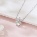 wholesale 925 Sterling Silver Elegant Silver Flower Necklace With Moissanite Accent: Timeless Beauty For Any Occasion-0-4