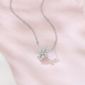 wholesale 925 Sterling Silver Elegant Silver Flower Necklace With Moissanite Accent: Timeless Beauty For Any Occasion-0-1