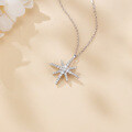 wholesale 925 Sterling Silver Elegant Moissanite Starburst Pendant Necklace-0-1