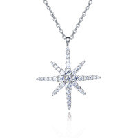 wholesale 925 Sterling Silver Elegant Moissanite Starburst Pendant Necklace-undefined