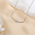 wholesale 925 Sterling Silver Elegant Curved Moissanite Bar Necklace On Delicate Chain-0-4