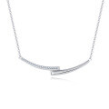 wholesale 925 Sterling Silver Elegant Curved Moissanite Bar Necklace On Delicate Chain-0-0