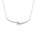 wholesale 925 Sterling Silver Elegant Curved Moissanite Bar Necklace On Delicate Chain-0-5