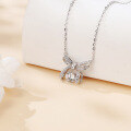 wholesale 925 Sterling Silver Elegant Silver Bow Charm Necklace With Sparkling Moissanites-0-4
