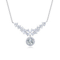 wholesale 925 Sterling Silver Elegant Moissanite Floral Necklace With Radiant Center Stone-undefined