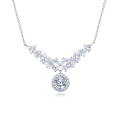 wholesale 925 Sterling Silver Elegant Moissanite Floral Necklace With Radiant Center Stone-0-4