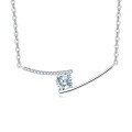wholesale 925 Sterling Silver Elegant Moissanite Necklace With Delicate Chain And Sparkling Accent-0-0