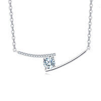 wholesale 925 Sterling Silver Elegant Moissanite Necklace With Delicate Chain And Sparkling Accent-undefined