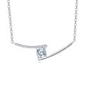 wholesale 925 Sterling Silver Elegant Moissanite Necklace With Delicate Chain And Sparkling Accent-0-5