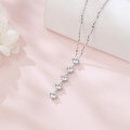 wholesale 925 Sterling Silver Elegant Five-moissanite Vertical Pendant Necklace-0-1