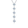 wholesale 925 Sterling Silver Elegant Five-moissanite Vertical Pendant Necklace-0-0