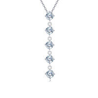 wholesale 925 Sterling Silver Elegant Five-moissanite Vertical Pendant Necklace-undefined