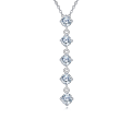 wholesale 925 Sterling Silver Elegant Five-moissanite Vertical Pendant Necklace-0-5