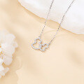 wholesale 925 Sterling Silver Eternal Love Interlocking Heart Moissanite Necklace-0-1