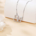 wholesale 925 Sterling Silver Eternal Love Interlocking Heart Moissanite Necklace-0-4