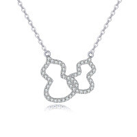 wholesale 925 Sterling Silver Eternal Love Interlocking Heart Moissanite Necklace-undefined