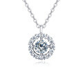 wholesale 925 Sterling Silver Elegant Solitaire Moissanite Necklace In Plated with White Gold – Timeless Luxury Jewelry-0-0