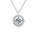 wholesale 925 Sterling Silver Elegant Solitaire Moissanite Necklace In Plated with White Gold – Timeless Luxury Jewelry-0-5