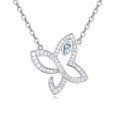 wholesale 925 Sterling Silver Elegant Moissanite Butterfly Pendant Necklace-0-0