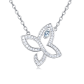 wholesale 925 Sterling Silver Elegant Moissanite Butterfly Pendant Necklace-0-5