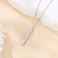 wholesale 925 Sterling Silver Vertical Moissanite Cascade Pendant Necklace In Sterling Silver-0-1