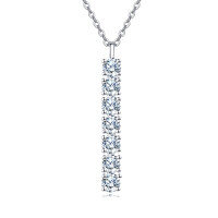 wholesale 925 Sterling Silver Vertical Moissanite Cascade Pendant Necklace In Sterling Silver-undefined