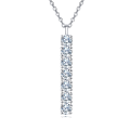 wholesale 925 Sterling Silver Vertical Moissanite Cascade Pendant Necklace In Sterling Silver-0-5