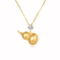 wholesale 925 Sterling Silver Elegant Gold Gourd Pendant Necklace With Moissanite Accent-undefined