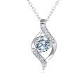 wholesale 925 Sterling Silver Elegant Silver Blue Moissanite Wave Design Necklace With Sparkling Accents-0-0