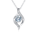 wholesale 925 Sterling Silver Elegant Silver Blue Moissanite Wave Design Necklace With Sparkling Accents-0-5