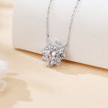 wholesale 925 Sterling Silver Elegant Moissanite Floral Pendant Necklace-0-5