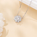wholesale 925 Sterling Silver Elegant Moissanite Floral Pendant Necklace-0-1