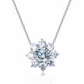 wholesale 925 Sterling Silver Elegant Moissanite Floral Pendant Necklace-0-0