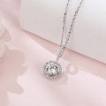 wholesale 925 Sterling Silver Elegant Solitaire Moissanite Necklace In Plated with White Gold – Timeless Luxury Jewelry-0-4