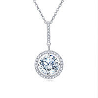 wholesale 925 Sterling Silver Elegant Solitaire Moissanite Necklace In Plated with White Gold – Timeless Luxury Jewelry-undefined