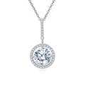 wholesale 925 Sterling Silver Elegant Solitaire Moissanite Necklace In Plated with White Gold – Timeless Luxury Jewelry-0-5