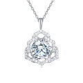 wholesale 925 Sterling Silver Elegant Moissanite Pendant Necklace: Timeless Luxury In Floral Design-0-0