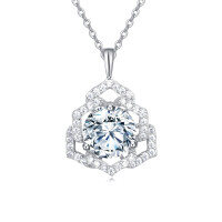 wholesale 925 Sterling Silver Elegant Moissanite Pendant Necklace: Timeless Luxury In Floral Design-undefined