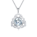 wholesale 925 Sterling Silver Elegant Moissanite Pendant Necklace: Timeless Luxury In Floral Design-0-5