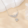 wholesale 925 Sterling Silver Elegant Floral Moissanite Necklace With Marquise-cut Petals And Round Pendant Drop-0-1